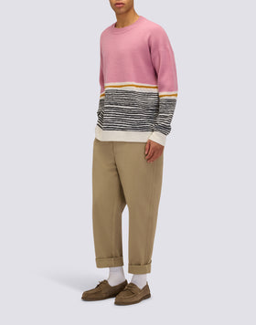 PULL JACQUARD À COL RAS DU COU POUR HOMME AVEC MOTIF ABSTRAIT