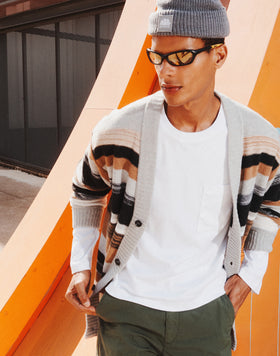 CARDIGAN MAXI À RAYURES AVEC BOUTONS POUR HOMME