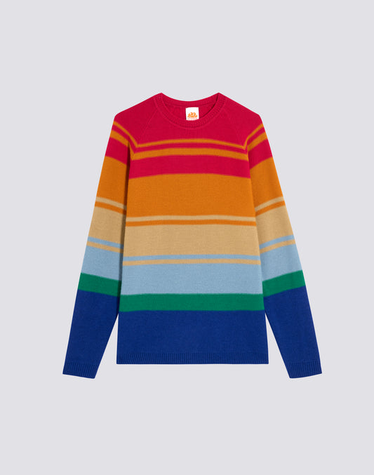PULL COL ROND À RAYURES MULTIPLES UNISEX