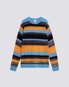 UNISEX CREW NECK SWEATER WITH MULTI-STRIPE PATTERN