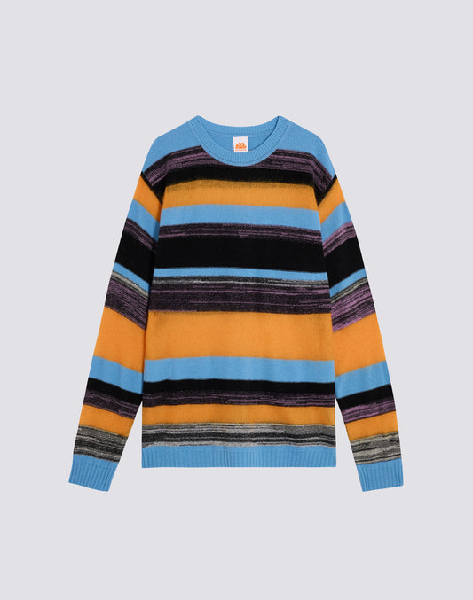 PULL COL ROND UNISEX À MOTIF MULTI-RAYURES