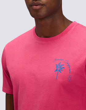 T-SHIRT HOMME À COL ROND AVEC BRODERIE DE PALMIERS