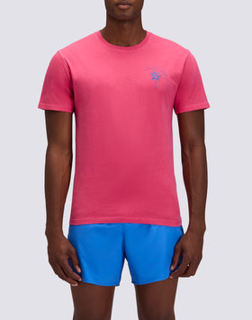 T-SHIRT HOMME À COL ROND AVEC BRODERIE DE PALMIERS