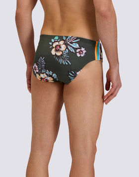MEN'S SWIM BRIEFS WITH GRAPHIC FLOWER PRINT