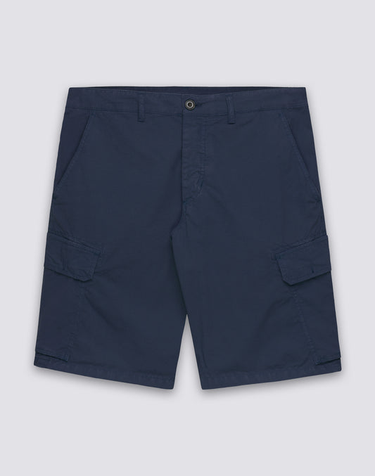 SHORT CARGO HOMME EN POPLINE EXTENSIBLE TEINTE EN PIÈCE
