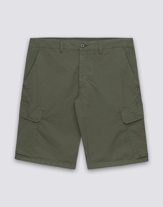 SHORT CARGO HOMME EN POPLINE EXTENSIBLE TEINTE EN PIÈCE