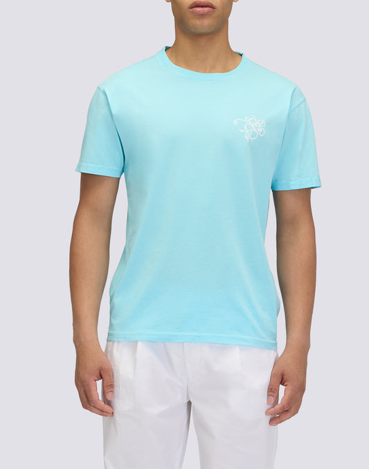 CAMISETA DE CUELLO REDONDO PARA HOMBRE CON ESTAMPADO HIBISCUS DE ARCHIVO