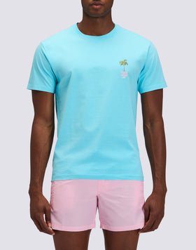 PALM MICRO-PRINT CAPSULE T-SHIRT AND EMBROIDERED WRITING