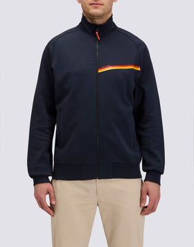 SUDADERA CON CREMALLERA COMPLETA Y DETALLE TRICOLOR