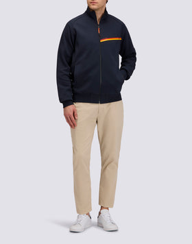 SUDADERA CON CREMALLERA COMPLETA Y DETALLE TRICOLOR