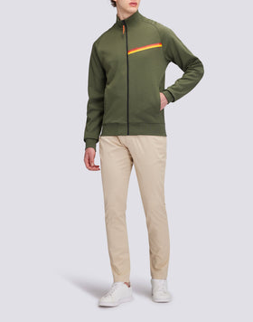 FULL ZIP SWEATSHIRT WITH TRICOLOUR DETAIL