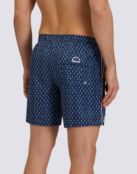 MID-LENGTH SWIMSHORTS WITH ELASTICATED WAIST AND RICE SURF PRINT IN REPREVE® RECYCLED POLYESTER