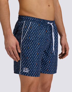 MID-LENGTH SWIMSHORTS WITH ELASTICATED WAIST AND RICE SURF PRINT IN REPREVE® RECYCLED POLYESTER