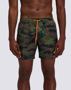 Maillot de bain homme mi-long avec taille élastiquée et imprimé camouflage en polyester recyclé Repreve®