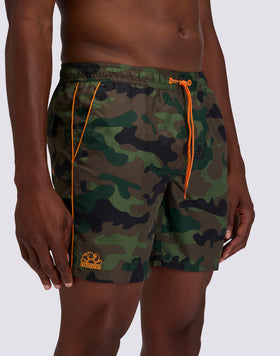 Maillot de bain homme mi-long avec taille élastiquée et imprimé camouflage en polyester recyclé Repreve®