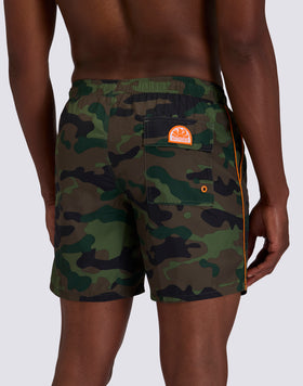 Maillot de bain homme mi-long avec taille élastiquée et imprimé camouflage en polyester recyclé Repreve®
