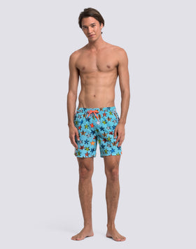MAILLOT DE BAIN MI-LONG POUR HOMME AVEC TAILLE ÉLASTIQUÉE ET IMPRIMÉ ÉTOILES JOYEUSES EN POLYESTER RECYCLÉ REPREVE®