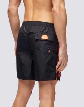 STRETCH WAIST MID-LENGTH SWIM TRUNKS