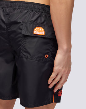 STRETCH WAIST MID-LENGTH SWIM TRUNKS