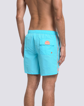 MAILLOT DE BAIN HOMME LONGUEUR MI-CUISSE TAILLE ÉLASTIQUÉE AVEC LISERÉ