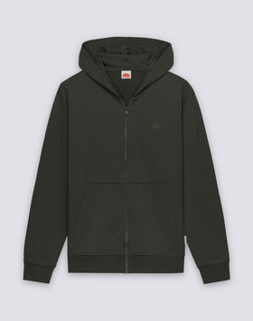 SWEAT-SHIRT HOMME EN COTON ÉCRU AVEC FERMATURE ÉCLAIR INTÉGRALE ET CAPUCHE