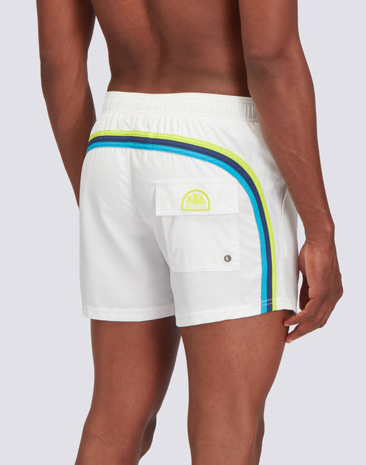 REPREVE® RECYCLED POLYESTER ELASTICATED WAIST SHORT SWIMSHORTS