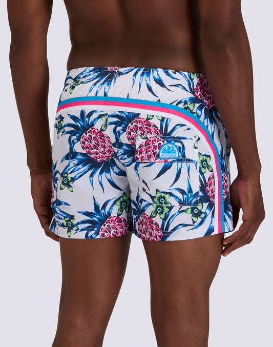 MAILLOT DE BAIN COURT HOMME à TAILLE ÉLASTIQUÉE EN POLYESTER RECYCLÉ REPREVE® AVEC IMPRIMÉ TROPIC DANCE