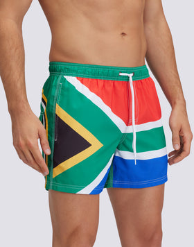 COSTUME DA BAGNO CORTO VITA ELASTICATA POLIESTERE RICICLATO REPREVE® BANDIERA SUDAFRICA