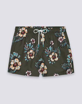 MAILLOT DE BAIN COURT À TAILLE ÉLASTIQUE EN POLYESTER RECYCLÉ REPREVE® AVEC IMPRIMÉ GRAPHIC FLOWER