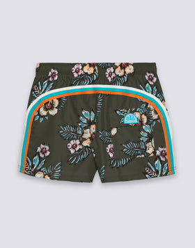 MAILLOT DE BAIN COURT À TAILLE ÉLASTIQUE EN POLYESTER RECYCLÉ REPREVE® AVEC IMPRIMÉ GRAPHIC FLOWER