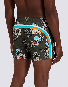 MAILLOT DE BAIN COURT À TAILLE ÉLASTIQUE EN POLYESTER RECYCLÉ REPREVE® AVEC IMPRIMÉ GRAPHIC FLOWER