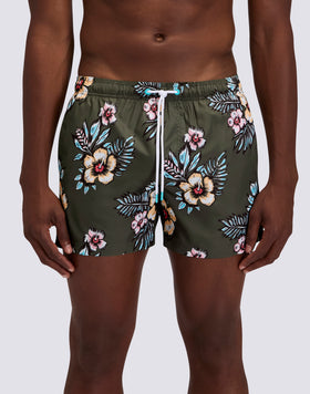 MAILLOT DE BAIN COURT À TAILLE ÉLASTIQUE EN POLYESTER RECYCLÉ REPREVE® AVEC IMPRIMÉ GRAPHIC FLOWER