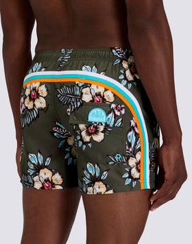 MAILLOT DE BAIN COURT À TAILLE ÉLASTIQUE EN POLYESTER RECYCLÉ REPREVE® AVEC IMPRIMÉ GRAPHIC FLOWER