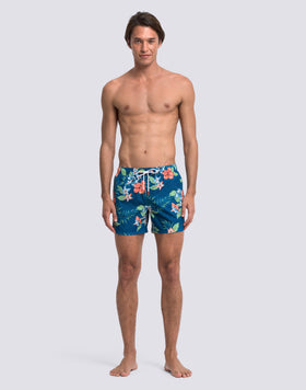 MAILLOT DE BAIN COURT À TAILLE ÉLASTIQUE EN POLYESTER RECYCLÉ REPREVE® AVEC IMPRIMÉ ISLAND BLISS