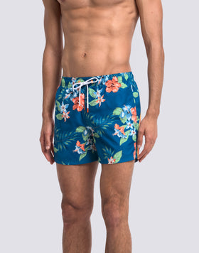 MAILLOT DE BAIN COURT À TAILLE ÉLASTIQUE EN POLYESTER RECYCLÉ REPREVE® AVEC IMPRIMÉ ISLAND BLISS