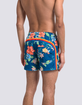 MAILLOT DE BAIN COURT À TAILLE ÉLASTIQUE EN POLYESTER RECYCLÉ REPREVE® AVEC IMPRIMÉ ISLAND BLISS