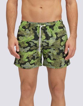 REPREVE® TRAJE DE BAÑO CORTO CON CINTURA ELÁSTICA Y INSIDE PALM ESTAMPADO