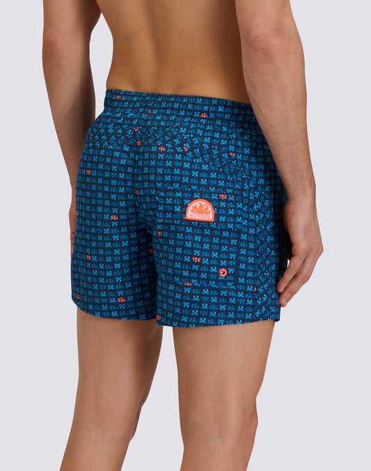 SHORT DE BAIN HOMME TAILLE ÉLASTIQUÉE EN POLYESTER RECYCLÉ REPREVE® AVEC IMPRESSION SUNCRAB