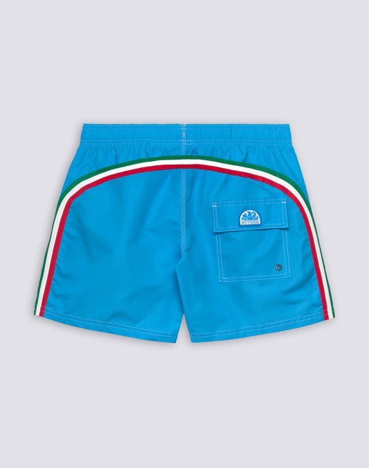 MAILLOT DE BAIN COURT TAILLE ÉLASTIQUÉE TAFFETAS ICONIQUE DRAPEAU ITALIEN