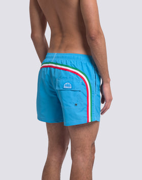 MAILLOT DE BAIN COURT TAILLE ÉLASTIQUÉE TAFFETAS ICONIQUE DRAPEAU ITALIEN