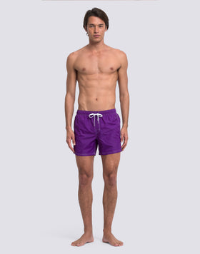 MAILLOT DE BAIN COURT EN TAFFETAS POUR HOMME, À TAILLE ÉLASTIQUE ET À L'EMBALLAGE ÉLASTIQUE