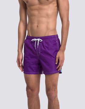 MAILLOT DE BAIN COURT EN TAFFETAS POUR HOMME, À TAILLE ÉLASTIQUE ET À L'EMBALLAGE ÉLASTIQUE