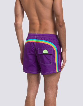 MAILLOT DE BAIN COURT EN TAFFETAS POUR HOMME, À TAILLE ÉLASTIQUE ET À L'EMBALLAGE ÉLASTIQUE