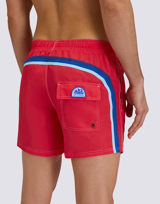 MAILLOT DE BAIN COURT EN TAFFETAS POUR HOMME À TAILLE ÉLASTIQUE