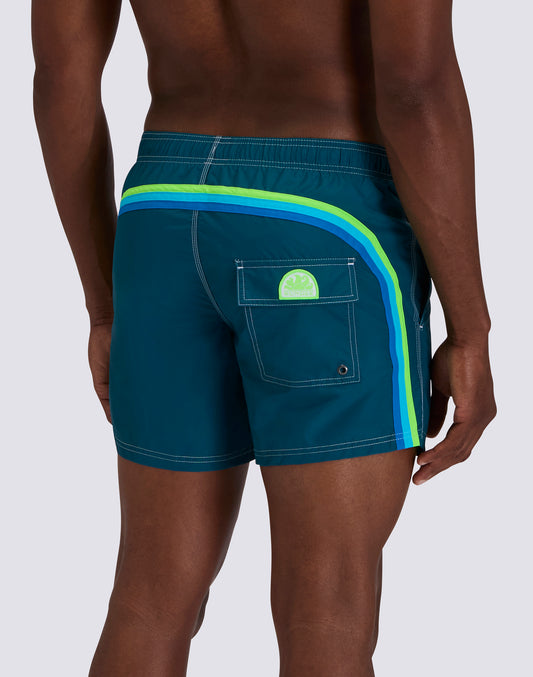 MAILLOT DE BAIN COURT EN TAFFETAS POUR HOMME À TAILLE ÉLASTIQUE E