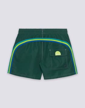MAILLOT DE BAIN COURT EN TAFFETAS POUR HOMME, À TAILLE ÉLASTIQUE ET À L'EMBALLAGE ÉLASTIQUE