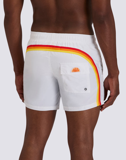 MAILLOT DE BAIN COURT EN TAFFETAS POUR HOMME, À TAILLE ÉLASTIQUE ET À L'EMBALLAGE ÉLASTIQUE