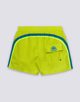 MAILLOT DE BAIN COURT EN TAFFETAS POUR HOMME, À TAILLE ÉLASTIQUE ET À L'EMBALLAGE ÉLASTIQUE