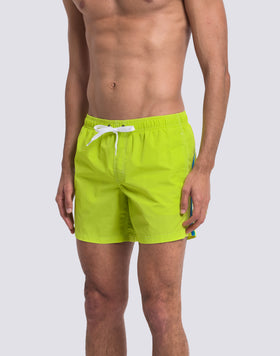 MAILLOT DE BAIN COURT EN TAFFETAS POUR HOMME, À TAILLE ÉLASTIQUE ET À L'EMBALLAGE ÉLASTIQUE