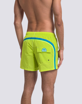 MAILLOT DE BAIN COURT EN TAFFETAS POUR HOMME, À TAILLE ÉLASTIQUE ET À L'EMBALLAGE ÉLASTIQUE